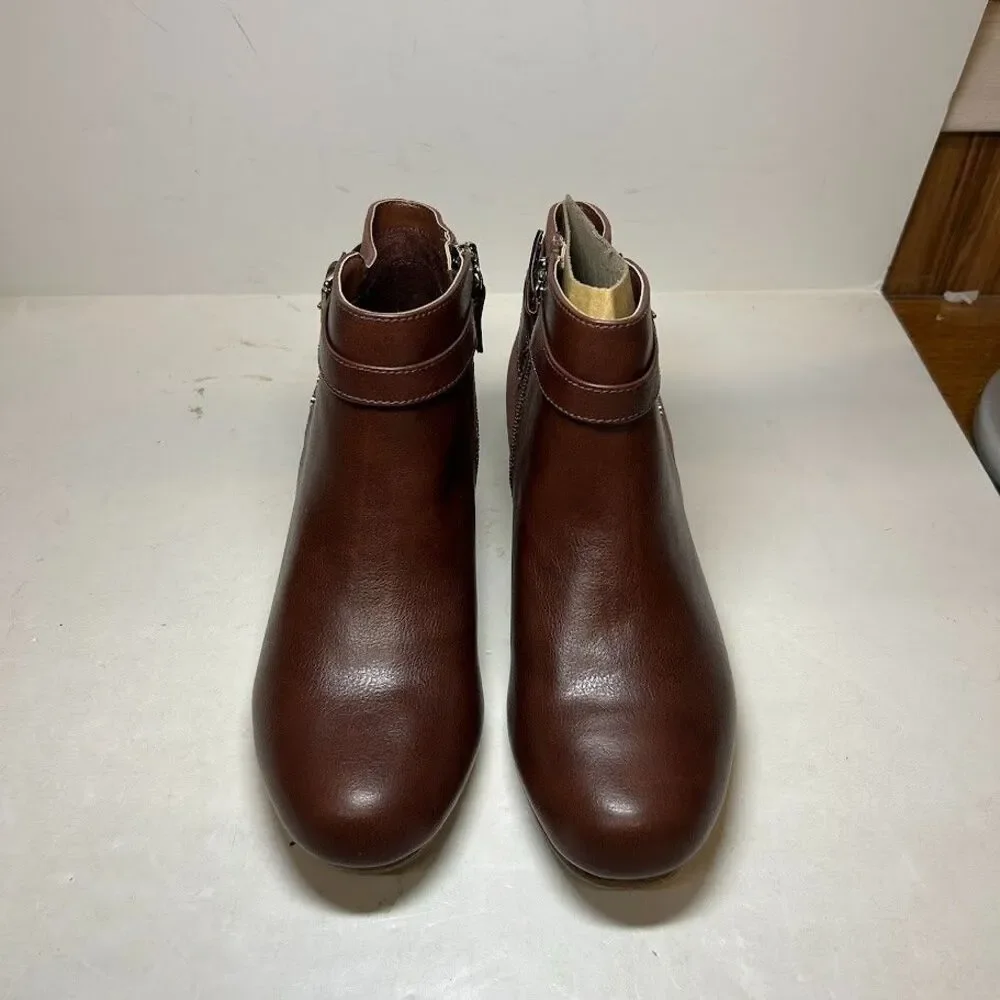 Dr Scholls Womens 9 M Copper Brown Double Wedge Ankle Booties NIB RX6
